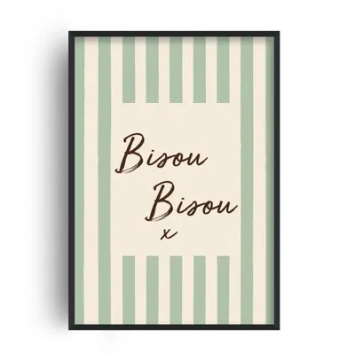 Fanclub Green / Neutrals Retro Striped Bisou Art Print