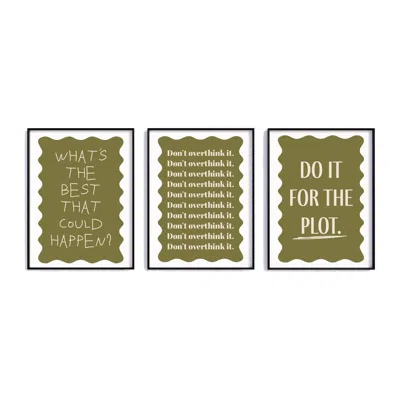 Fanclub Green Set Of 3 Motivational Quote Sayings Art Print Gift Set