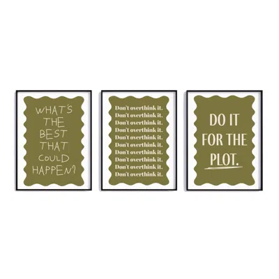 Fanclub Green Set Of 3 Motivational Quote Sayings Art Print Gift Set A2