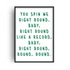 Fanclub Green You Spin Me Right Round Retro Playful Music Giclée Art Print A2 In Green