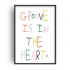 Fanclub Groove Is In The Heart Colourful Retro Music Giclée Art Print A2 In White