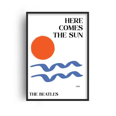 Fanclub Blue / Red Here Comes The Sun Beatles Inspired Retro Giclée Art Print In White