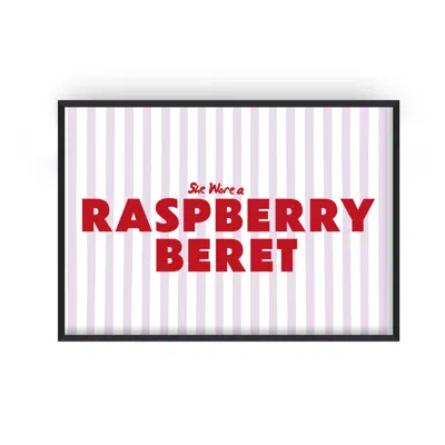 Fanclub Pink / Red Raspberry Beret Retro Music Giclée Horizontal Art Print A2 In Multi