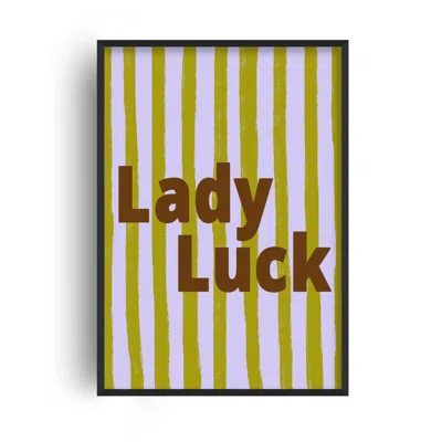 Fanclub Purple / Green / Brown Lady Luck Empowering Striped Retro Art Print