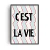 Fanclub Red / Black / Blue C'est Lie Vie French Retro Inspired Giclée Art Print A3 In Red/black/blue