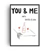 Fanclub Red / Black You And Me And A Bottle Of Wine Illustrated Retro Music Giclée Art Print A3 In Red/black