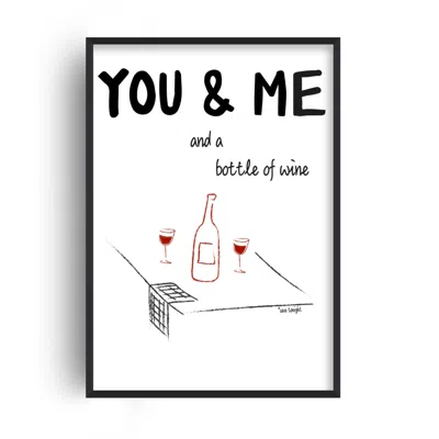 Fanclub Red / Black You And Me And A Bottle Of Wine Illustrated Retro Music Giclée Art Print A3 In Red/black