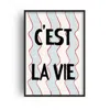 Fanclub Red / Blue / Black C'est Lie Vie French Retro Inspired Giclée Art Print A2 In Red/blue/black