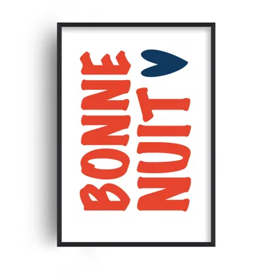 Fanclub Red / Blue Bonne Nuit French Retro Inspired Giclée Art Print A2 In Red/blue