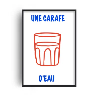 Fanclub Red / Blue Une Carafe D'eau French Kitchen Retro Inspired Giclée Art Print A2 In Red/blue