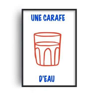 Fanclub Red / Blue Une Carafe D'eau French Kitchen Retro Inspired Giclée Art Print A3 In Red/blue