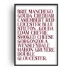 Fanclub Red Cheese List Food Exclusive Typographic Art Print A2 In White