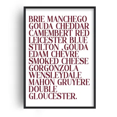 Fanclub Red Cheese List Food Exclusive Typographic Art Print A2 In White