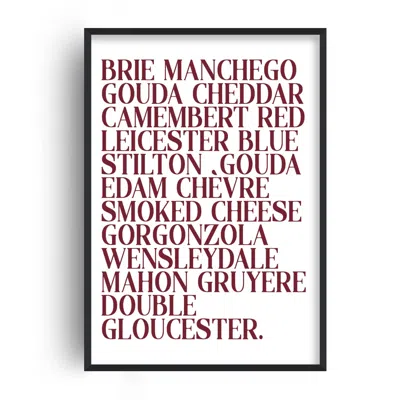 Fanclub Red Cheese List Food Exclusive Typographic Art Print In White