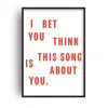 Fanclub Red I Bet You Think This Song Is About You Retro Music Giclée Art Print In Red