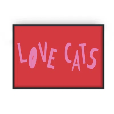 Fanclub Red Love Cats Retro Music Animal Giclée Horizontal Art Print