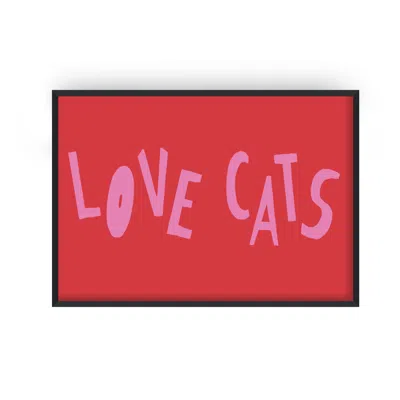 Fanclub Red Love Cats Retro Music Animal Giclée Horizontal Art Print A2