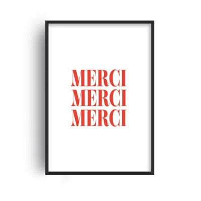 Fanclub Red Merci French Slogan Giclée Art Print A3