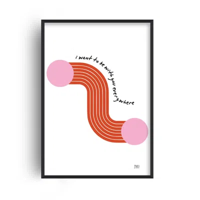 Fanclub Red / Pink I Want To Be With You Everywhere Fleetwood Mac 1980's Music Retro Giclée Art Print A2 In Multi