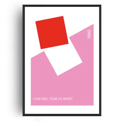 Fanclub Red / Pink / Purple Love Will Tear Us Apart Song Lyric Retro Art Print Pink & Red A2 In Red/pink/purple