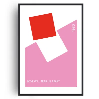 Fanclub Red / Pink / Purple Love Will Tear Us Apart Song Lyric Retro Art Print Pink & Red In Red/pink/purple