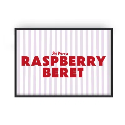 Fanclub Red / Pink Raspberry Beret Retro Music Horizontal Giclée Art Print In Multi