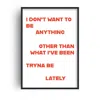 Fanclub Red What I've Been Tryna Be Lately One Tree Hill Retro Music Positive Slogan Giclée Art Print In Red