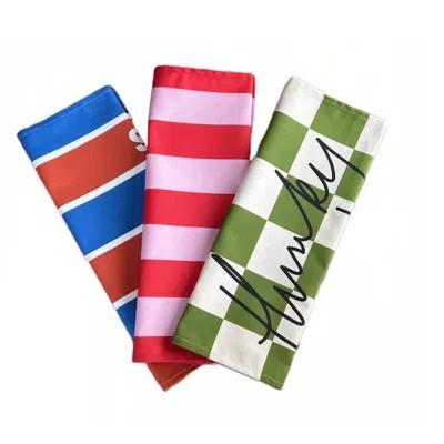 Fanclub Tea Towel Gift Set In Blue/green/pink/red