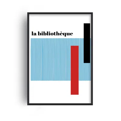 Fanclub White / Black / Blue La Bibliothèque French Abstract Giclée Art Print A3 In White/black/blue