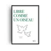Fanclub White / Green / Neutrals Free As A Bird French Animal Retro Art Print In White/green