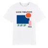 Fanclub Women's White Good Vibrations Oversized Retro Slogan T-shirt In White
