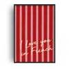 Fanclub Yellow / Red / Pink I Love You In French Romance Striped Retro Exclusive Art Print In Red