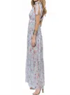 Fanco Baby Blue Floral Deep V-neck Flowing Maxi Dress In Sky Blue In Blue