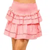 Fanco Embroidered Ruffled Mini Skirt In Pink In Pink