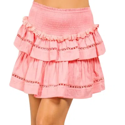 Fanco Embroidered Ruffled Mini Skirt In Pink