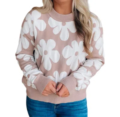 Fanco Everything I Love Flower Sweater In Mocha In Brown