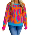 Fanco Fabulous Colorful Leopard Sweater In Orange/multicolor In Multi