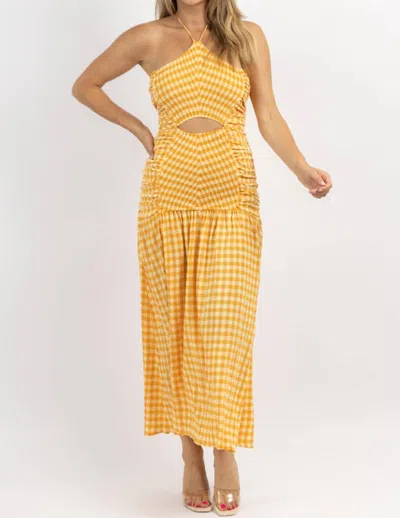 Fanco Lolita Gingham Smock Maxi Dress In Orange In Yellow