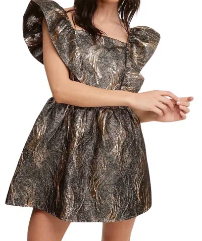 Fanco Textured Flutter Sleeve Dress In Black