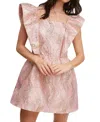 Fanco Textured Flutter Sleeve Dress In Pink In Pink