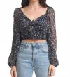 Fanco Zara Long Sleeve Top In Navy In Black