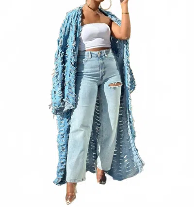 Fancy Dream Usa Deana Duster Cardigan In Sky In Blue