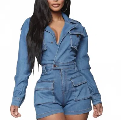 Fancy Dream Usa Women's Just Casual Romper In Denim In Blue