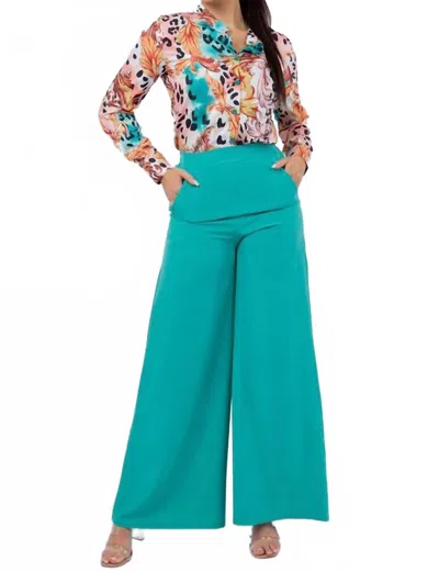 Fancy Fashion Maureen Fashion Pants And Blouse Set In Aqua In Blue