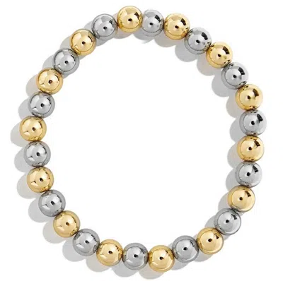 Pre-owned Fancy Special Occasions 6mm Bead Round 14k Two Tone Gold Ball Stretchy Light Hollow Bracelet 7 Inches