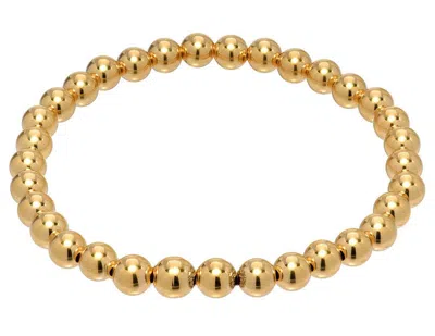 Pre-owned Fancy Special Occasions Heavy 5mm Bead Round Stamped 14k Yellow Solid Gold Ball Stretchy Bracelet 7 Inch