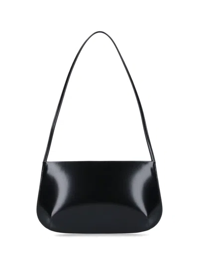 Fane Feminine Calf Leather Shoulder Bag With Econyl Lining In Black