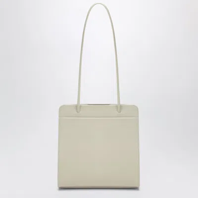 Fane Ivory Beige Lisse Tote Bag In Brushed Leather In White