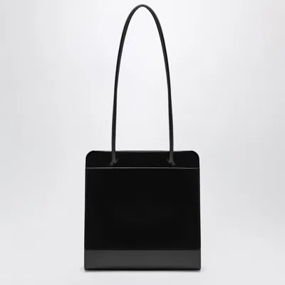 Fane Lisse Black Brushed Leather Tote Bag