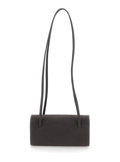 Fane Mie Leather Mini Shoulder Bag With Logo Detail In Brown
